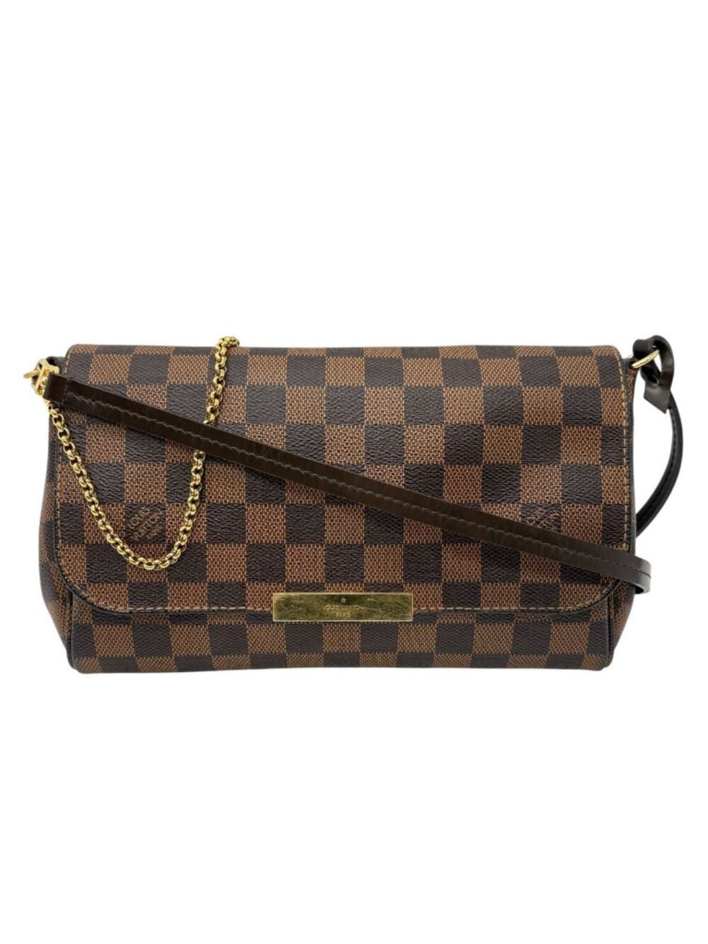 Louis Vuitton Shoulder Bag Favorite MM Damier Ebene Canvas 2-Way Chain Brown
